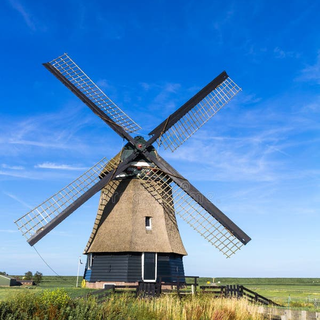 Photograph of a traditional Dutch windmill